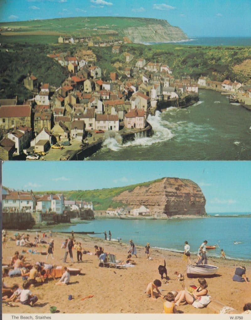 Staithes Beach Aerial 2x 1970s Postcard s
