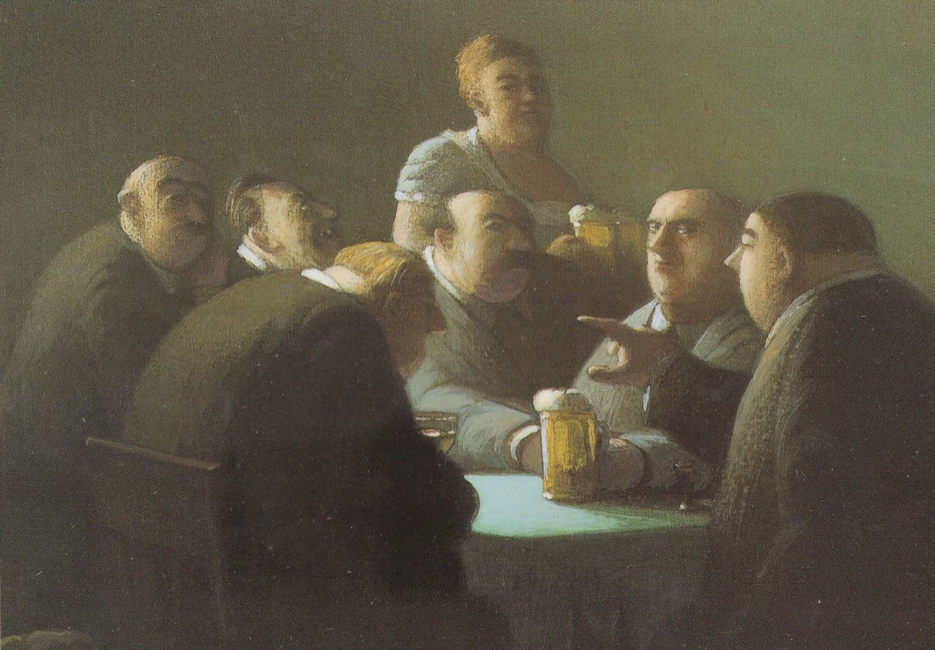 Stammtisch German Pub Argument By Fat Lady Painting Postcard