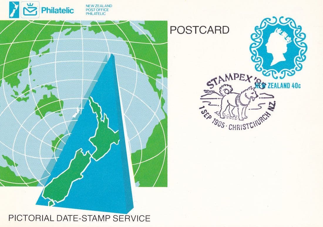 Stampex 85 New Zealand Christchurch Dog Frank Postcard FDC