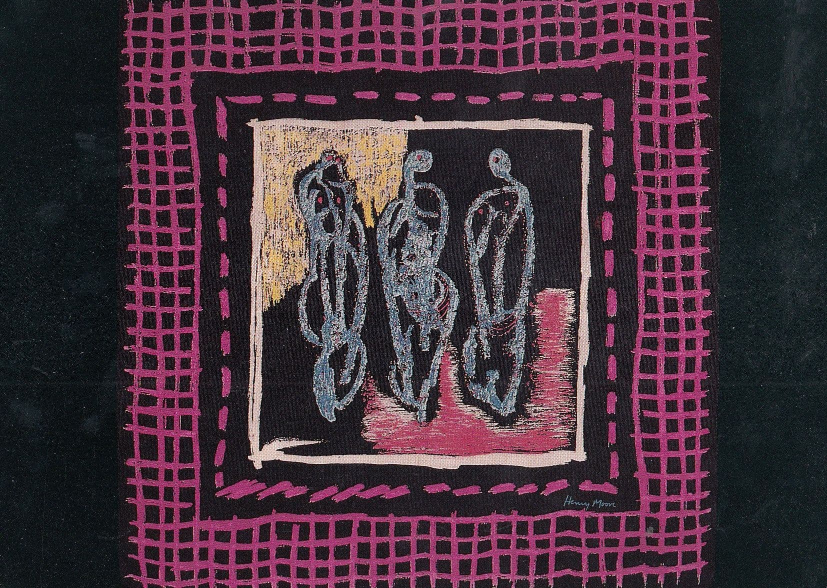 Standing Figures Henry Moore Painting Postcard