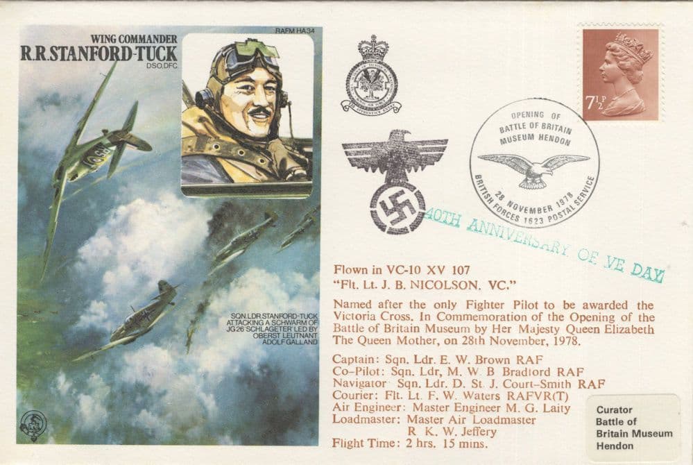 Stanford Tuck German Swastika Military Hand Signed Battle Of Britain FDC