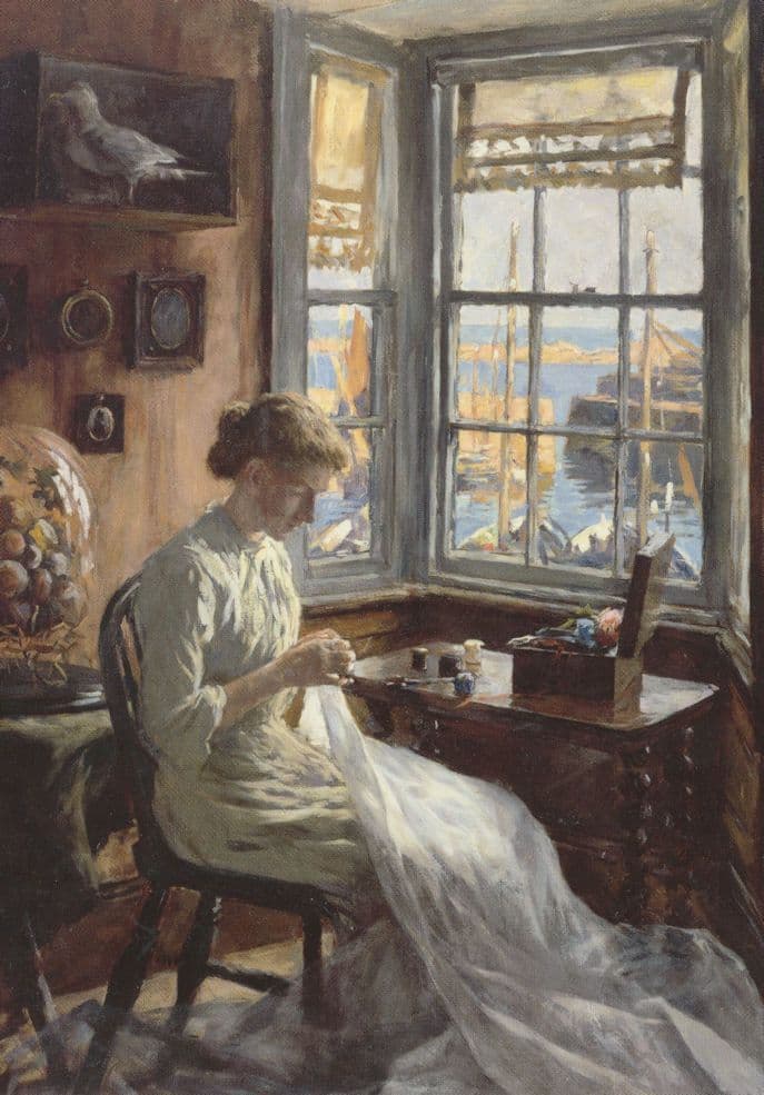 Stanhope Forbes The Harbour Window 1970 Painting Postcard