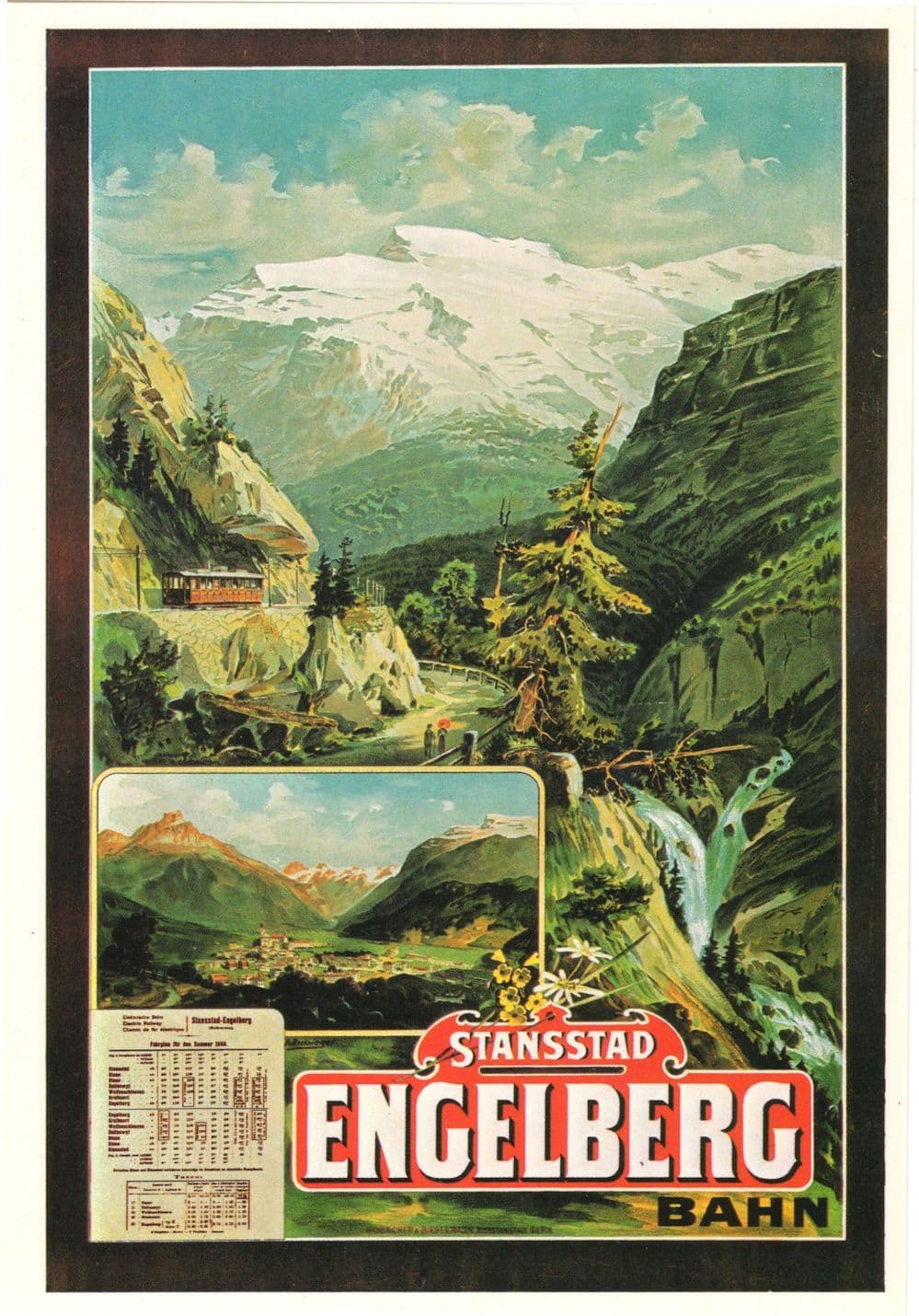 Stansstad Engelberg Bahn 1899 Switzerland Railway Timetable Postcard