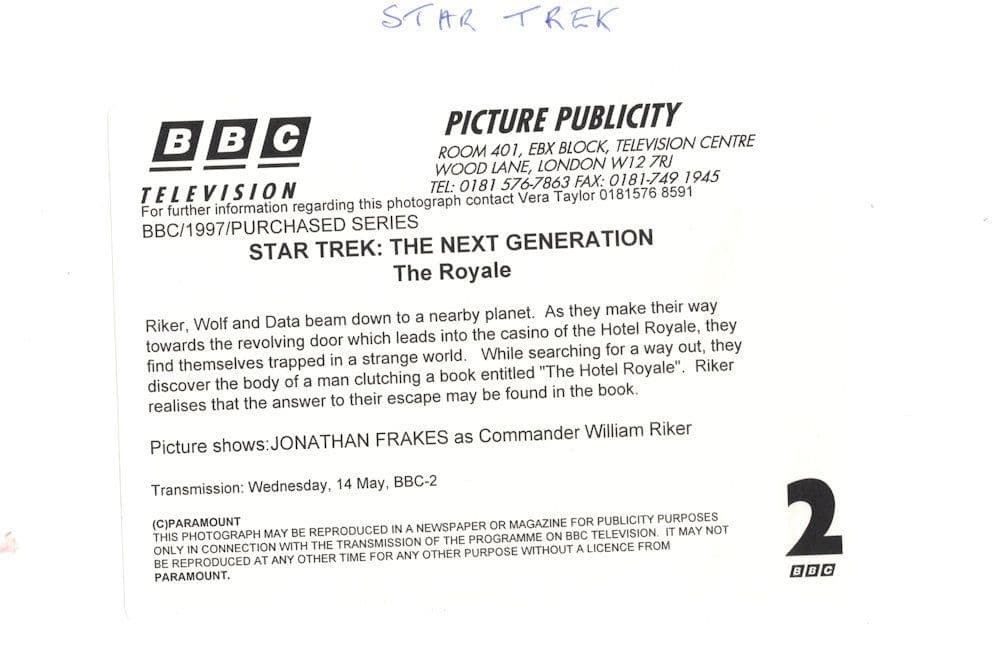 Star Trek The Next Generation The Royale Episode BBC TV Press Photo