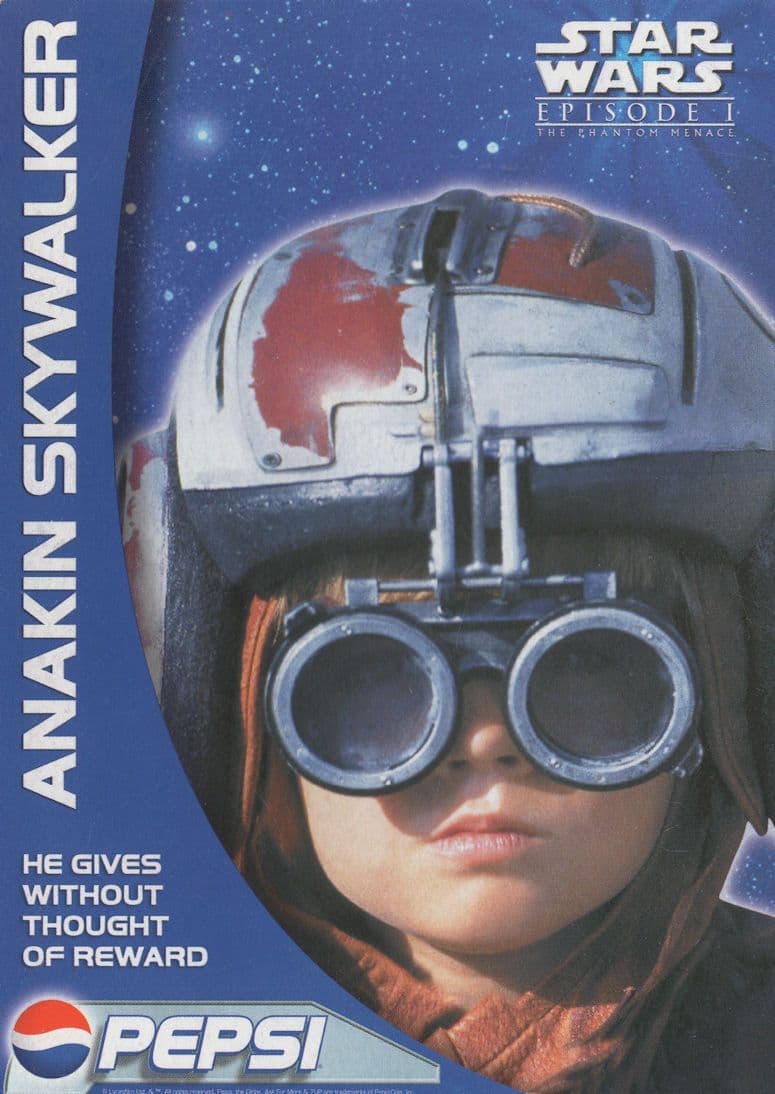 Star Wars Episode Anakin Skywalker Pepsi Drinks Advertising Card
