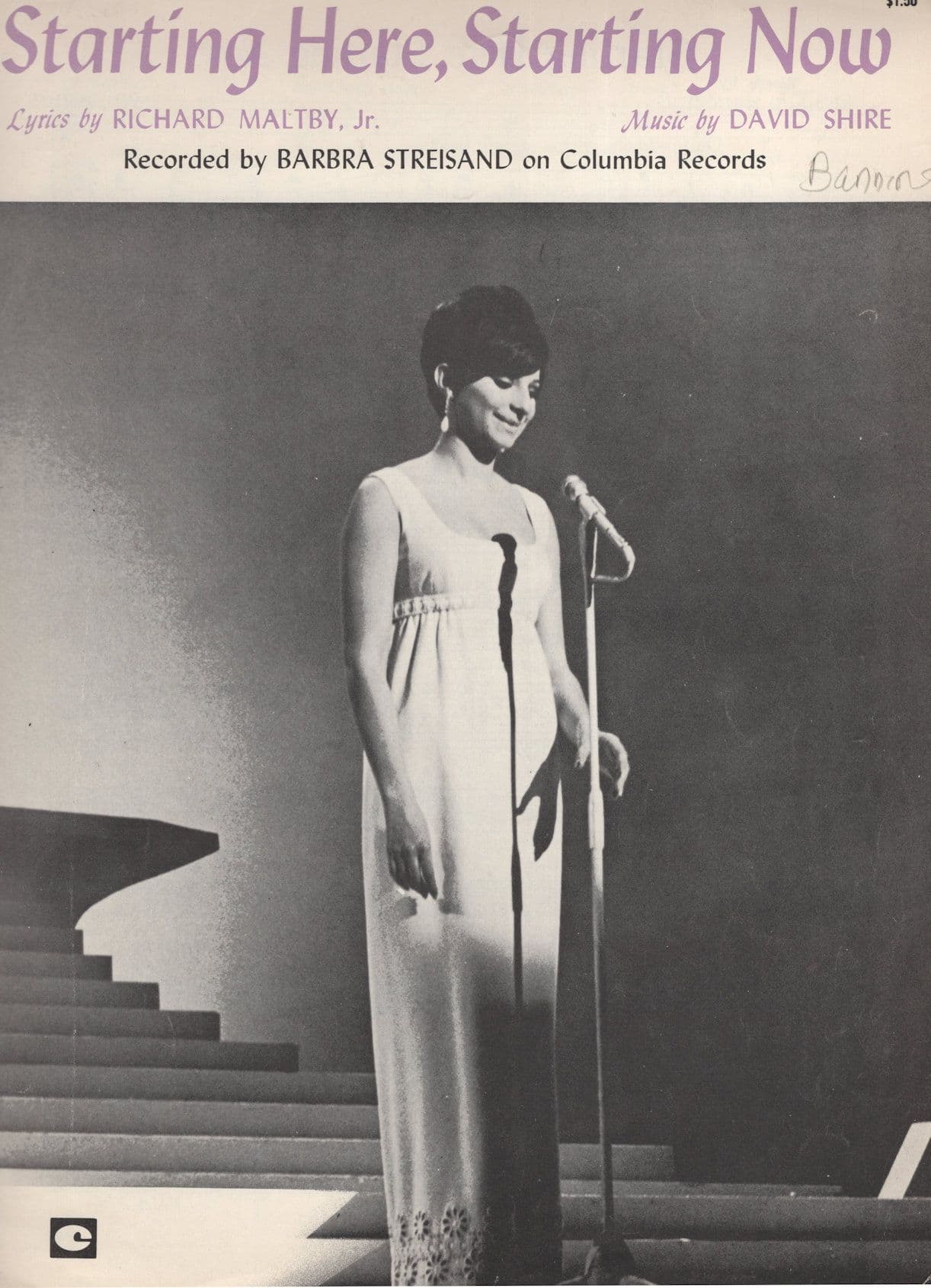 Starting Here Starting Now Barbara Streisand RARE XL Sheet Music