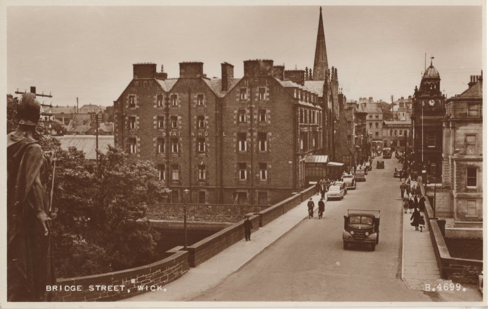 Station Hotel at Bridge Street Wick Scotland RPC Old Postcard