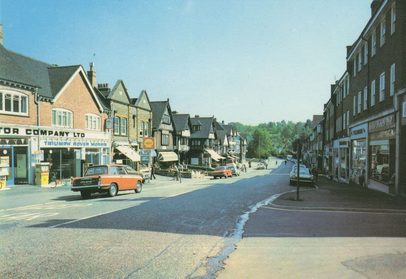 Station Road East Oxted Surrey Vintage Triumph Car Garage Postcard