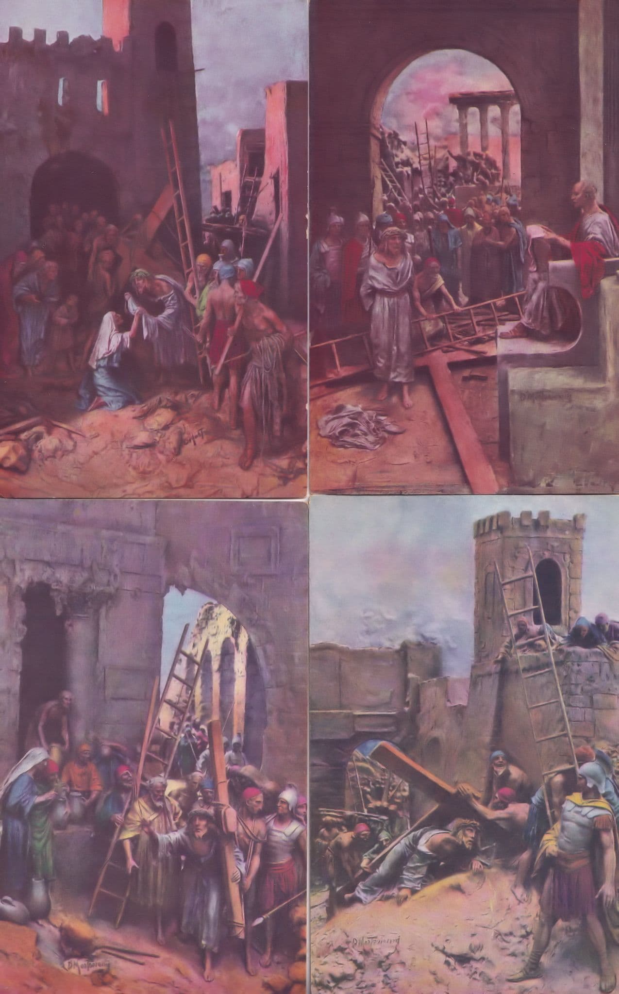 Stations Of The Cross Crucifixion 12x French 1911 Rare Postcard s