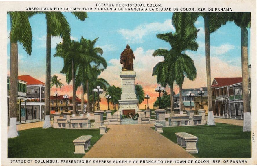 Statue Of Columbus Panama Canal Empress Eugenie France Old Postcard