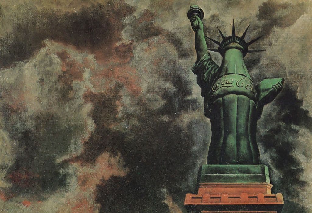 Statue Of Liberty As Coca Cola Bottle French Painting Postcard