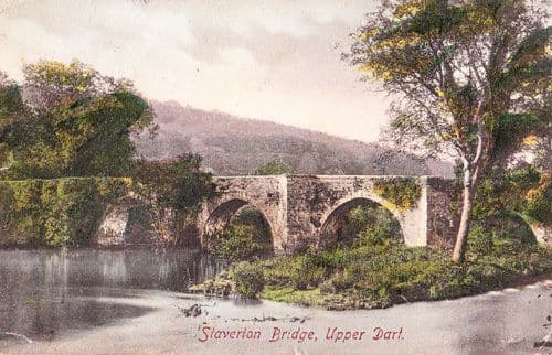Staverton Slaverton Bridge Upper Dart Antique Devon Postcard