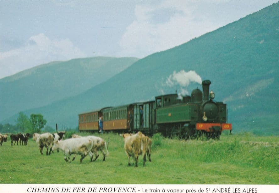 Steam Train Passing Farm St Andre Les Alpes Cote D'Azur French Postcard
