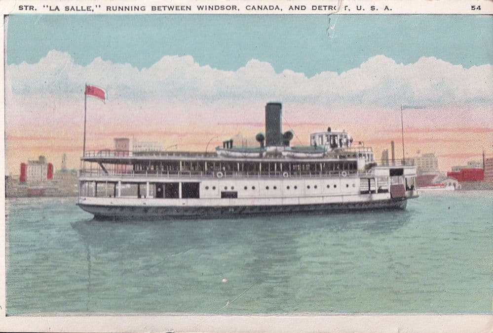 Steamer La Salle Ship At Windsor Canada Old Postcard