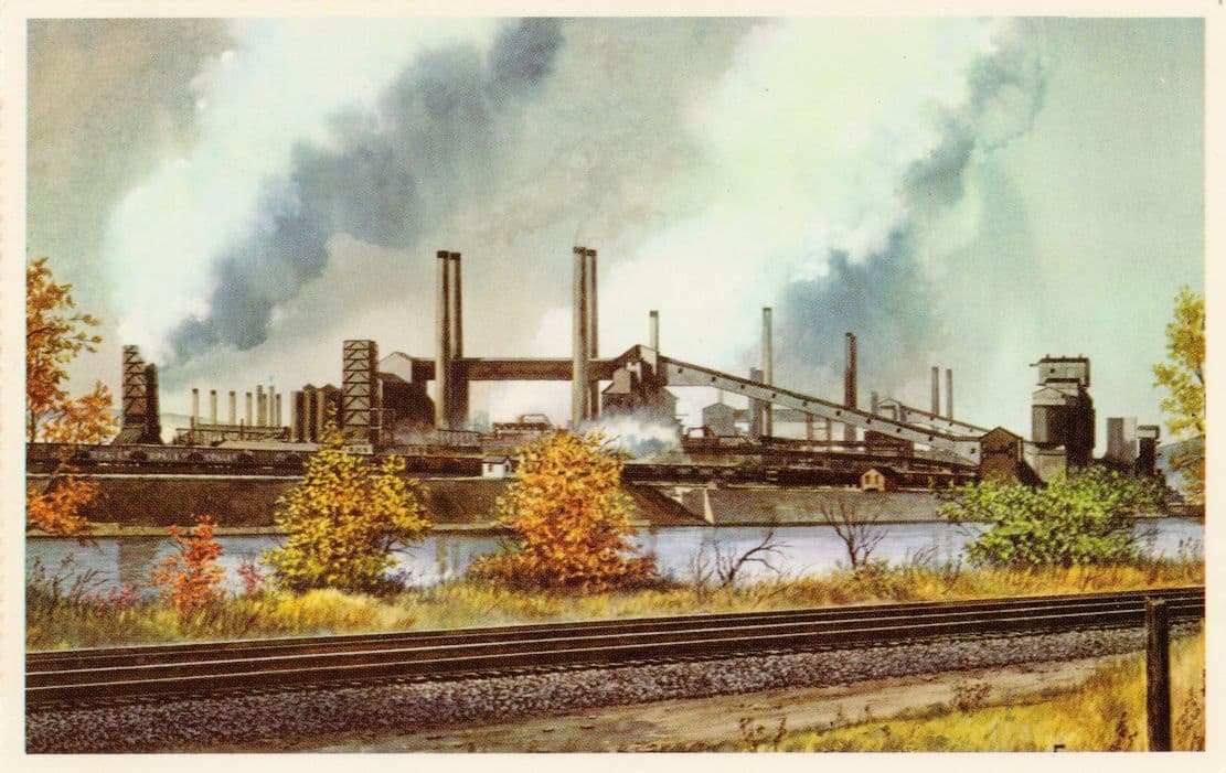 Steel Corporation Clairton Works Pittsburgh & Lake Erie Railroad Old Postcard