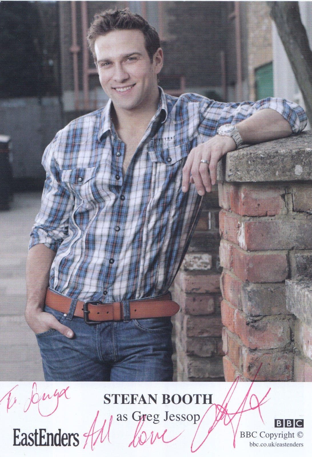Stefan Booth as Greg Jessop BBC Eastenders Hand Signed Cast Card Photo