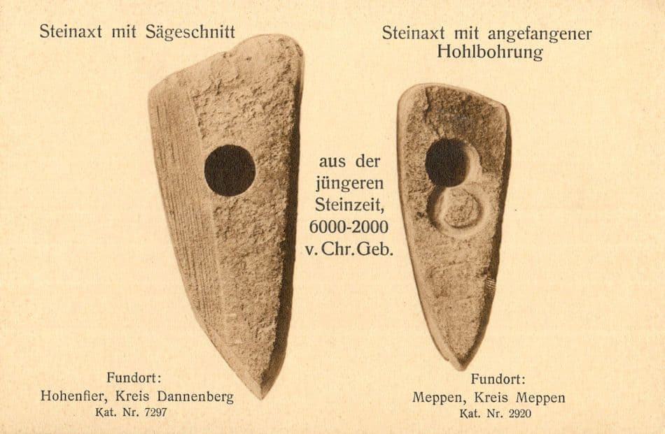 Steinaxt Mit Sageschnitt Prehistoric Stone Age Axe German Postcard
