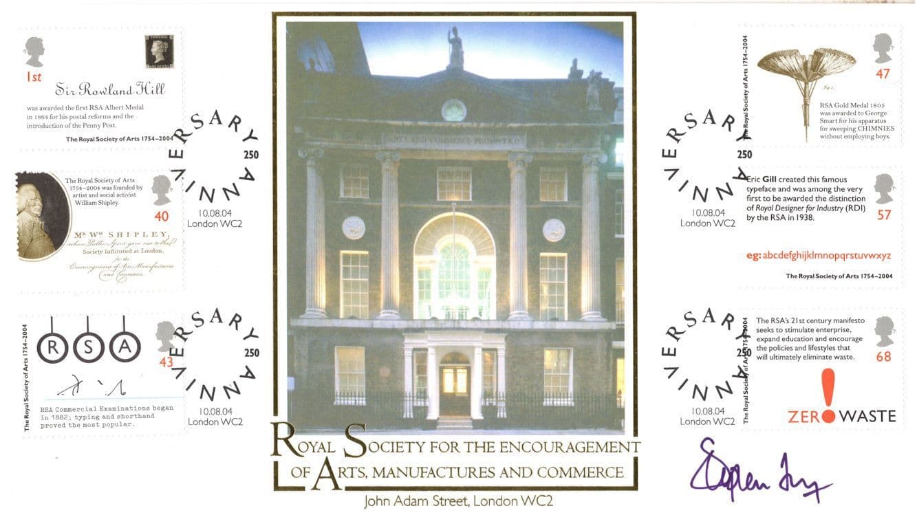 Stephen Fry Royal Society Of Arts Hand Signed Buckingham Rare FDC