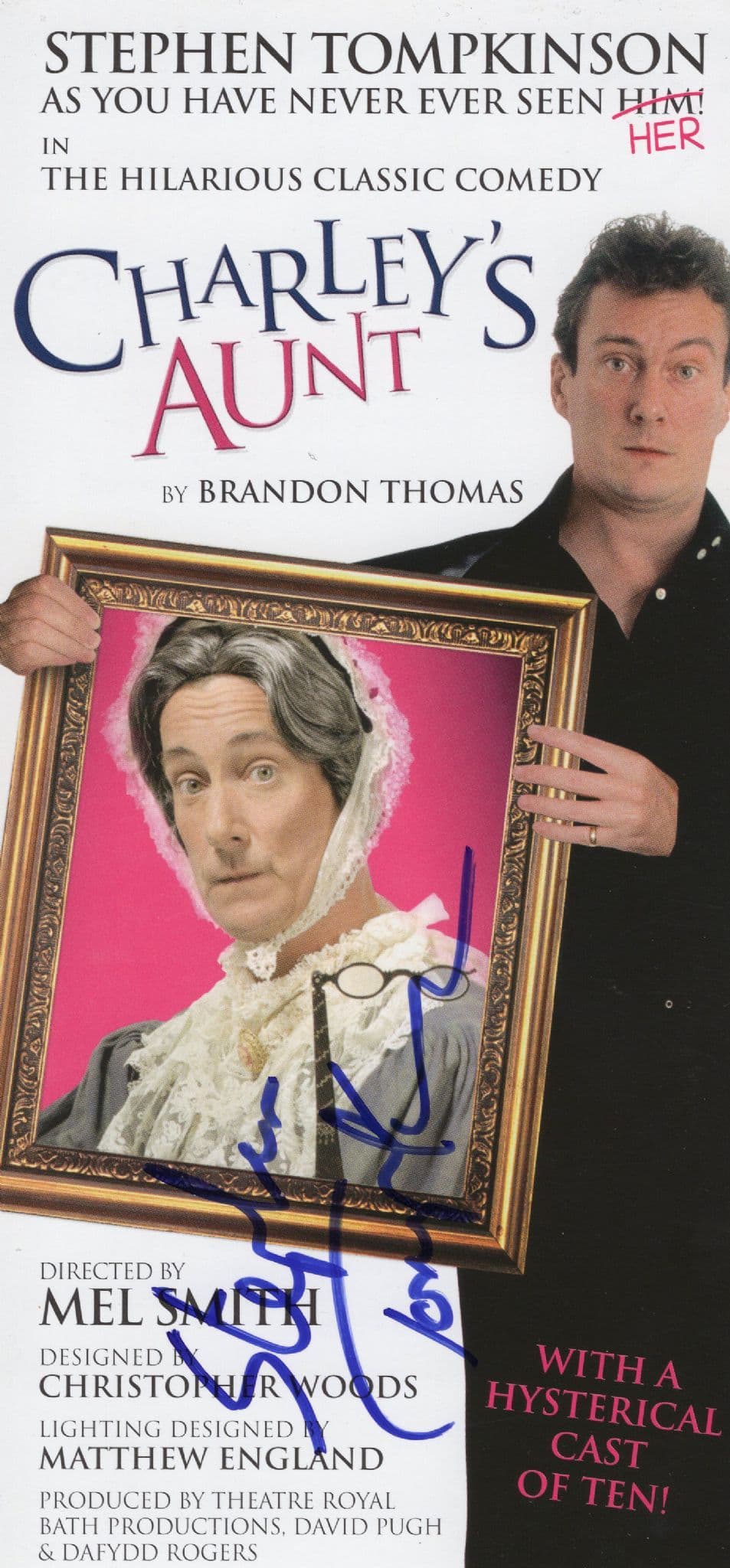 Stephen Tompkinson Charley's Aunt Hand Signed Theatre Flyer