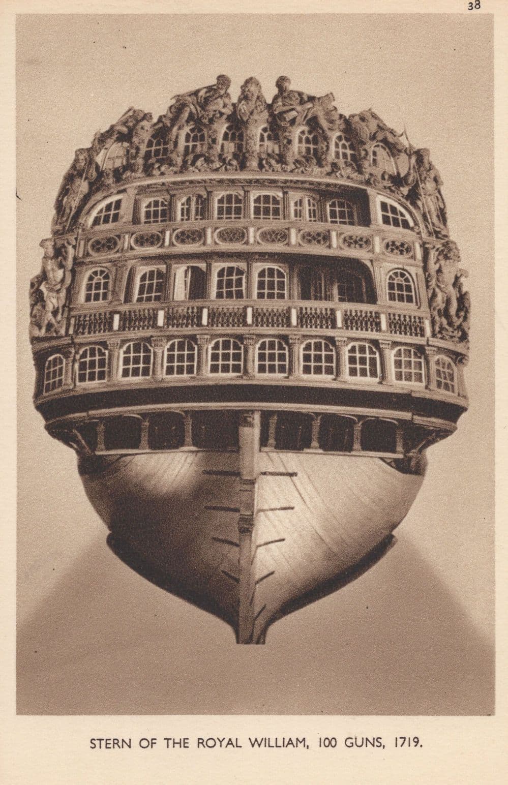 Stern Of The Royal William Military Ship 1719 Guns Postcard