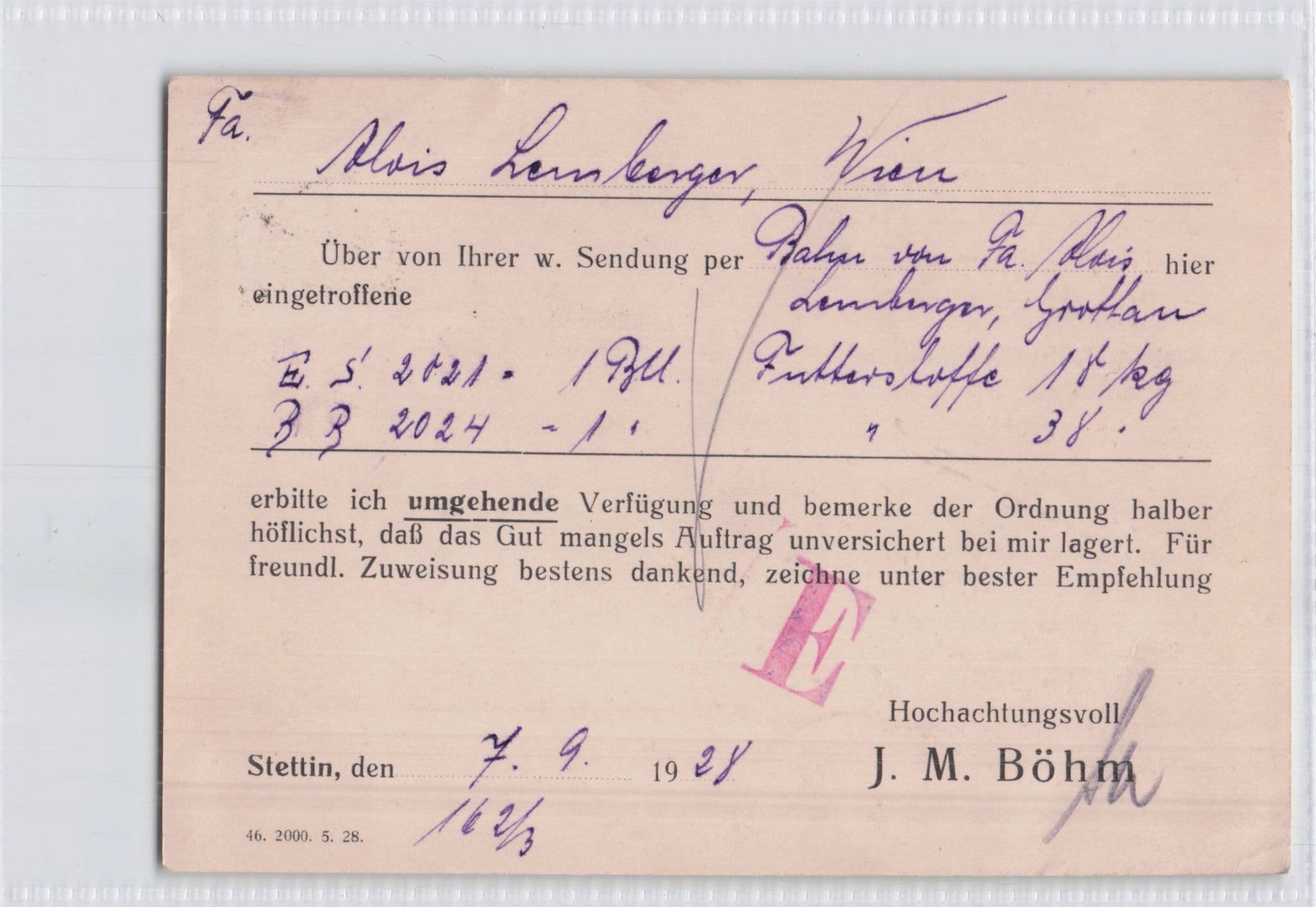 Stettin Lubeck Hamburg Oslo Insurance Brokers German Old Postcard