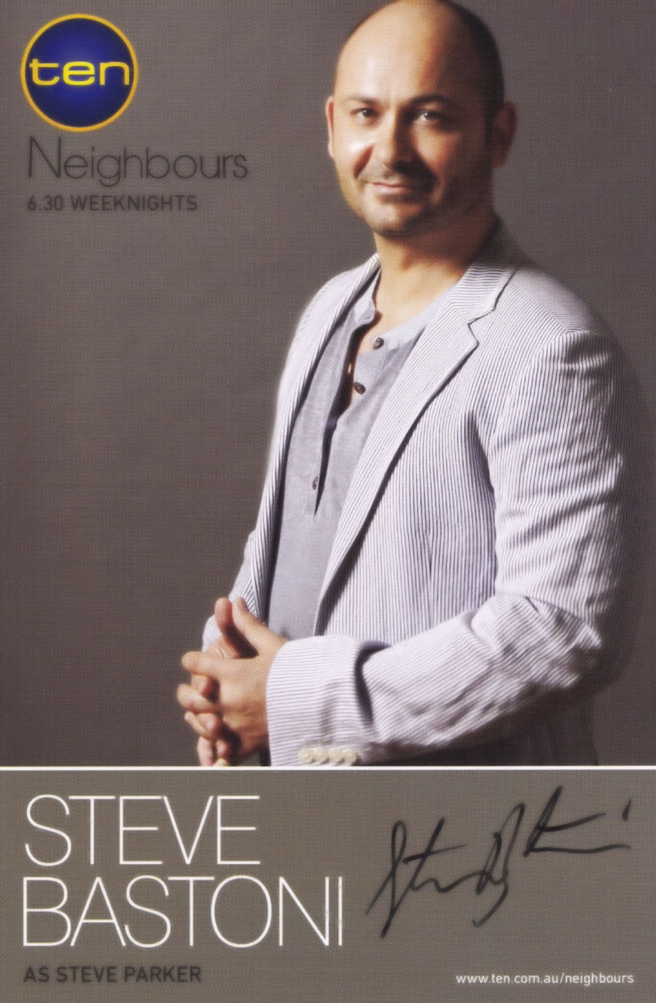 Steve Bastoni Parker Neighbours Channel Ten Hand Signed Cast Card Photo