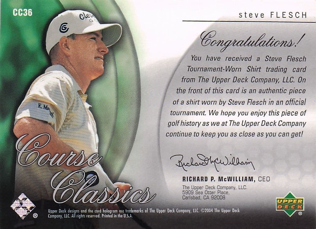Steve Flesch Course Classics 2004 Authentic Tournament Upper Deck Golf Shirt Card