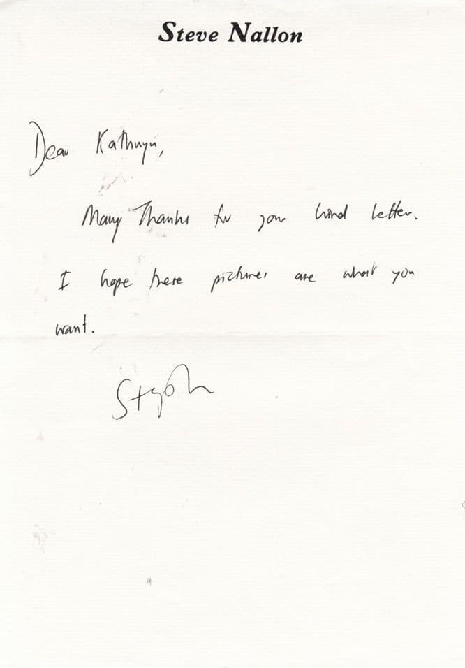Steve Nallon Actor Private Letter To Fan Hand Signed Written Ephemera