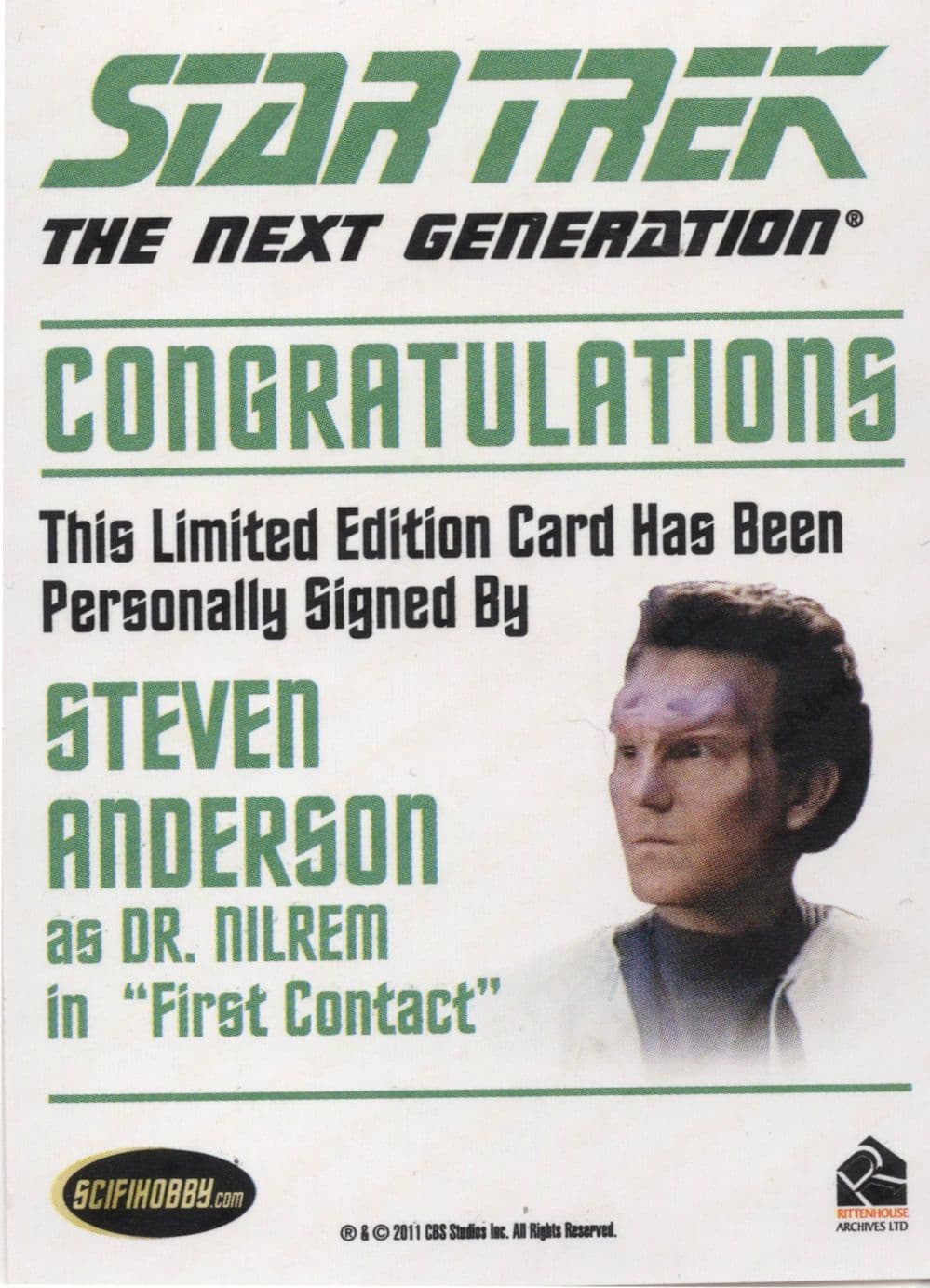 Steven Anderson Star Trek Hand Signed Autograph Photo Card