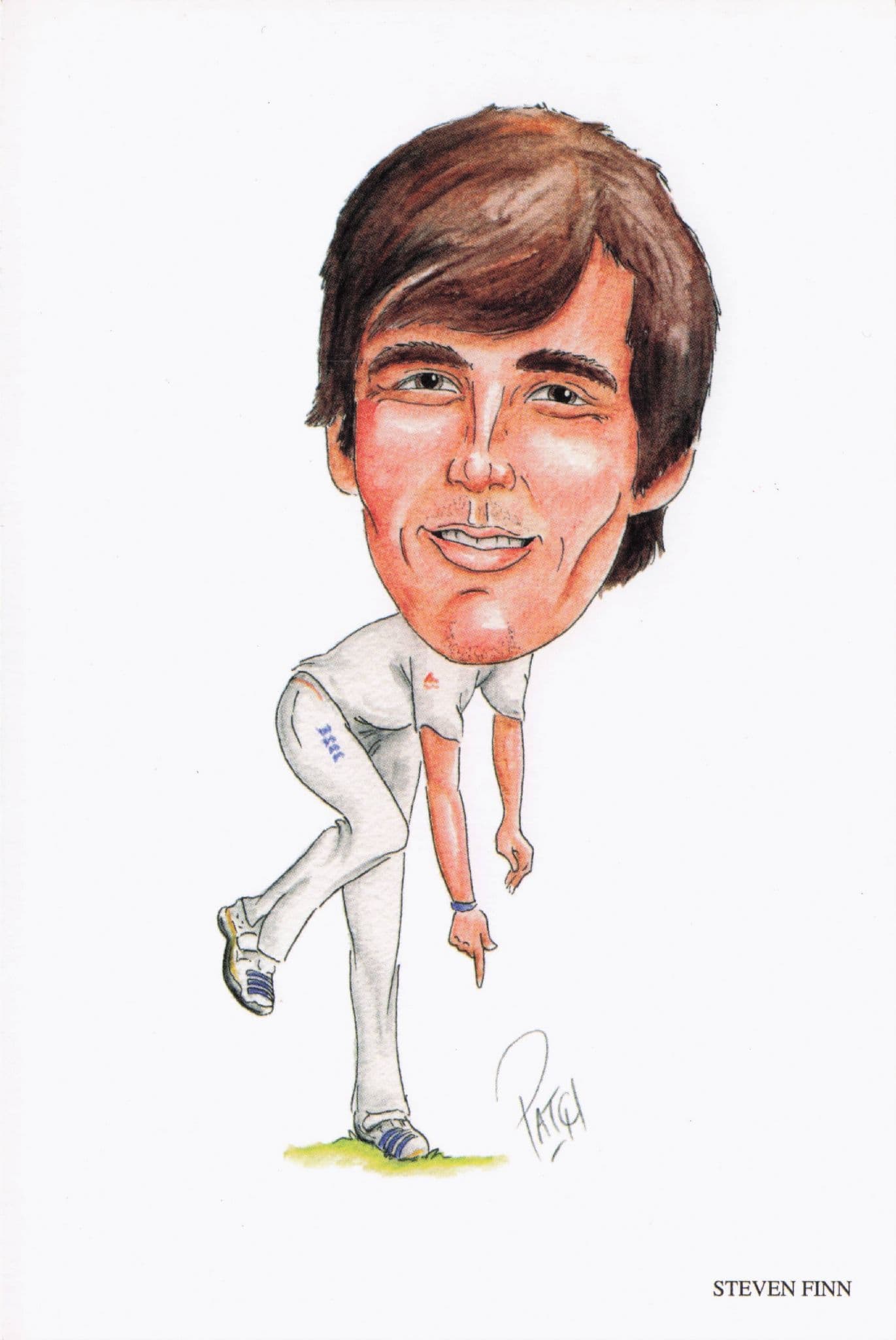 Steven Finn England Cricket Team Comic Limited Edn Art Postcard