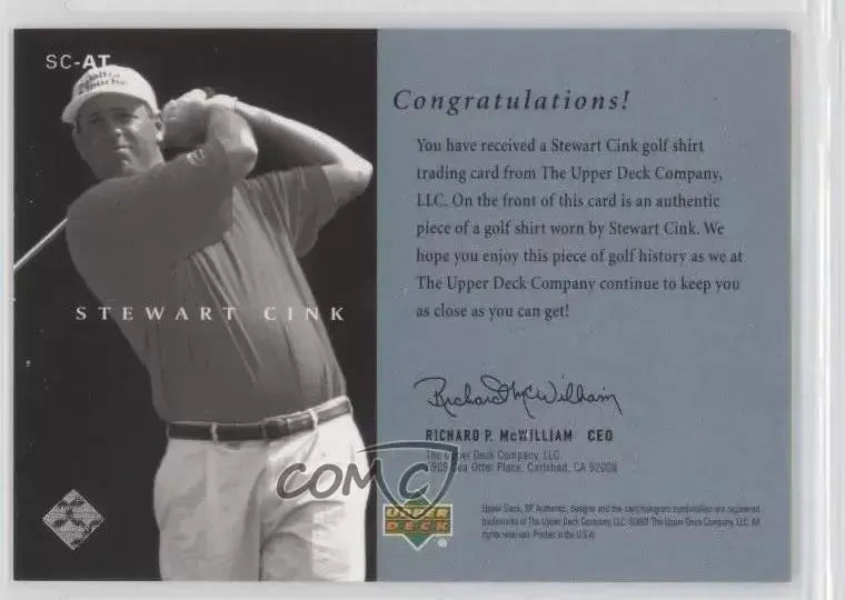 Stewart Cink Upper Deck Worn Shirt Golf Tour Rare Limited Threads Card