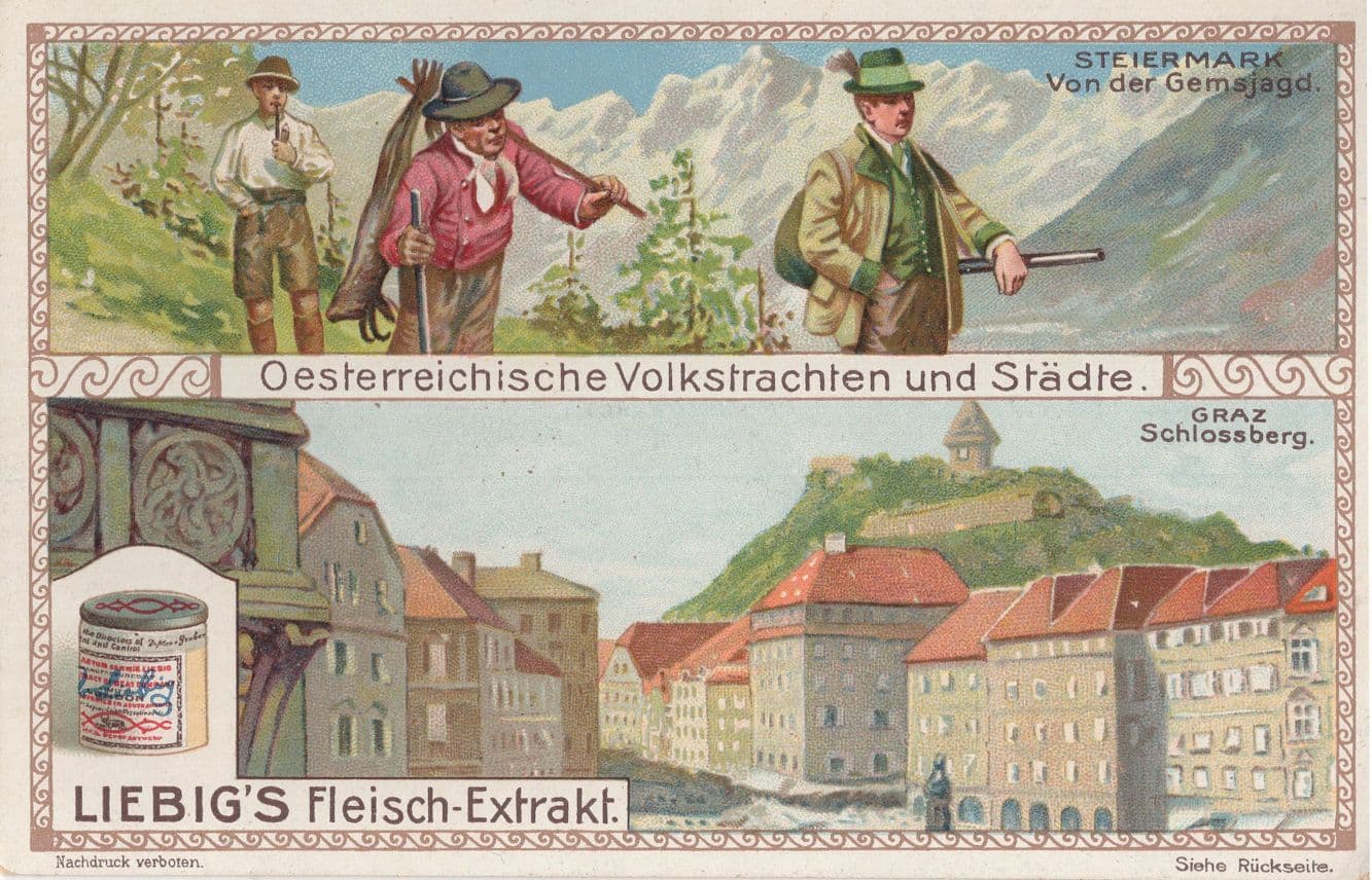 Stiermark Moutains Von Der Gemsjagd Liebig Antique Advertising Card