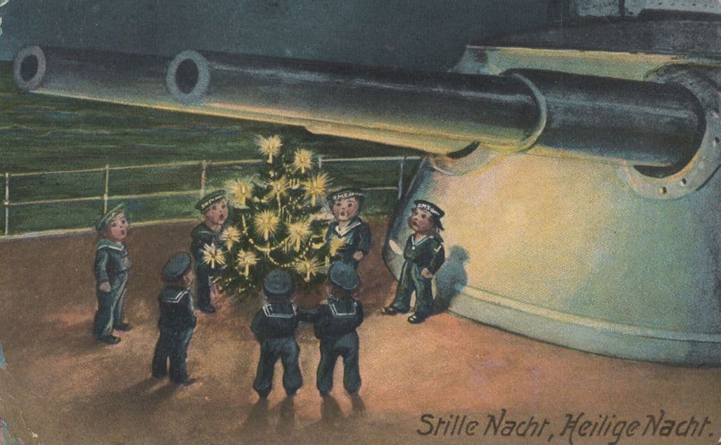 Stille Nacht German 1915 WW1 Ship Gun Artillery War Postcard