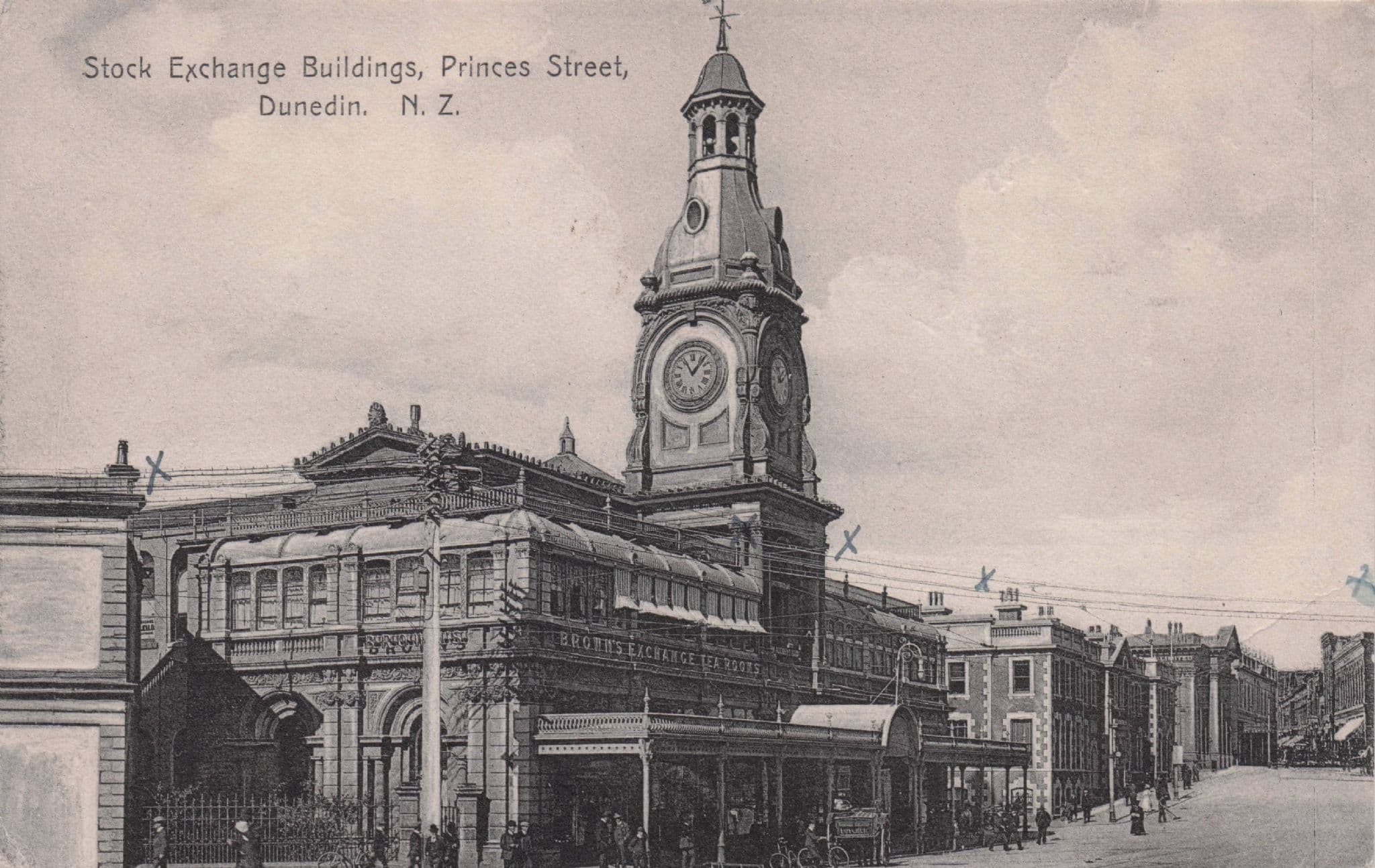 Stock Exchange Princes Street Dunedin New Zealand Old Postcard