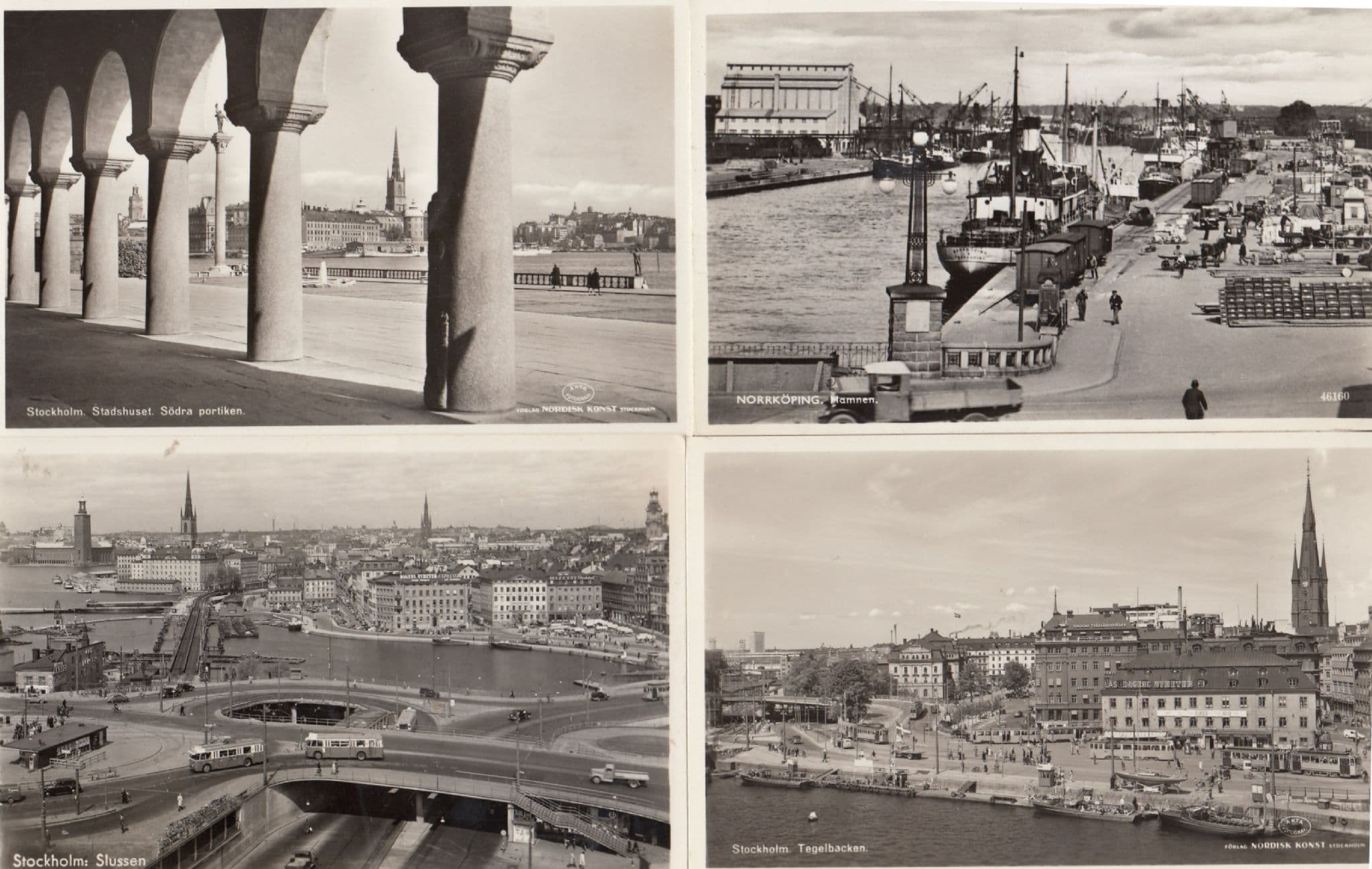 Stockholm Slussen Stadshuset Bus Tram Tegelbacken 4x Postcard s