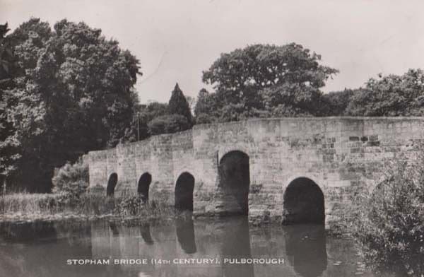 Stopham Bridge Pulborough 1950s Old Real Photo Postcard + Postmark Frank
