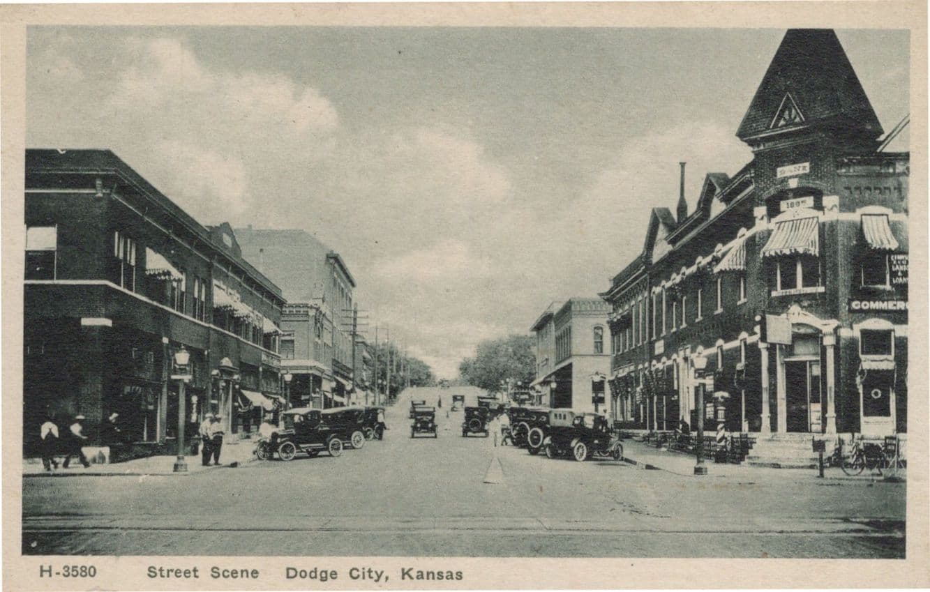 Street Scene Dodge City Kansas USA Mint Old Postcard