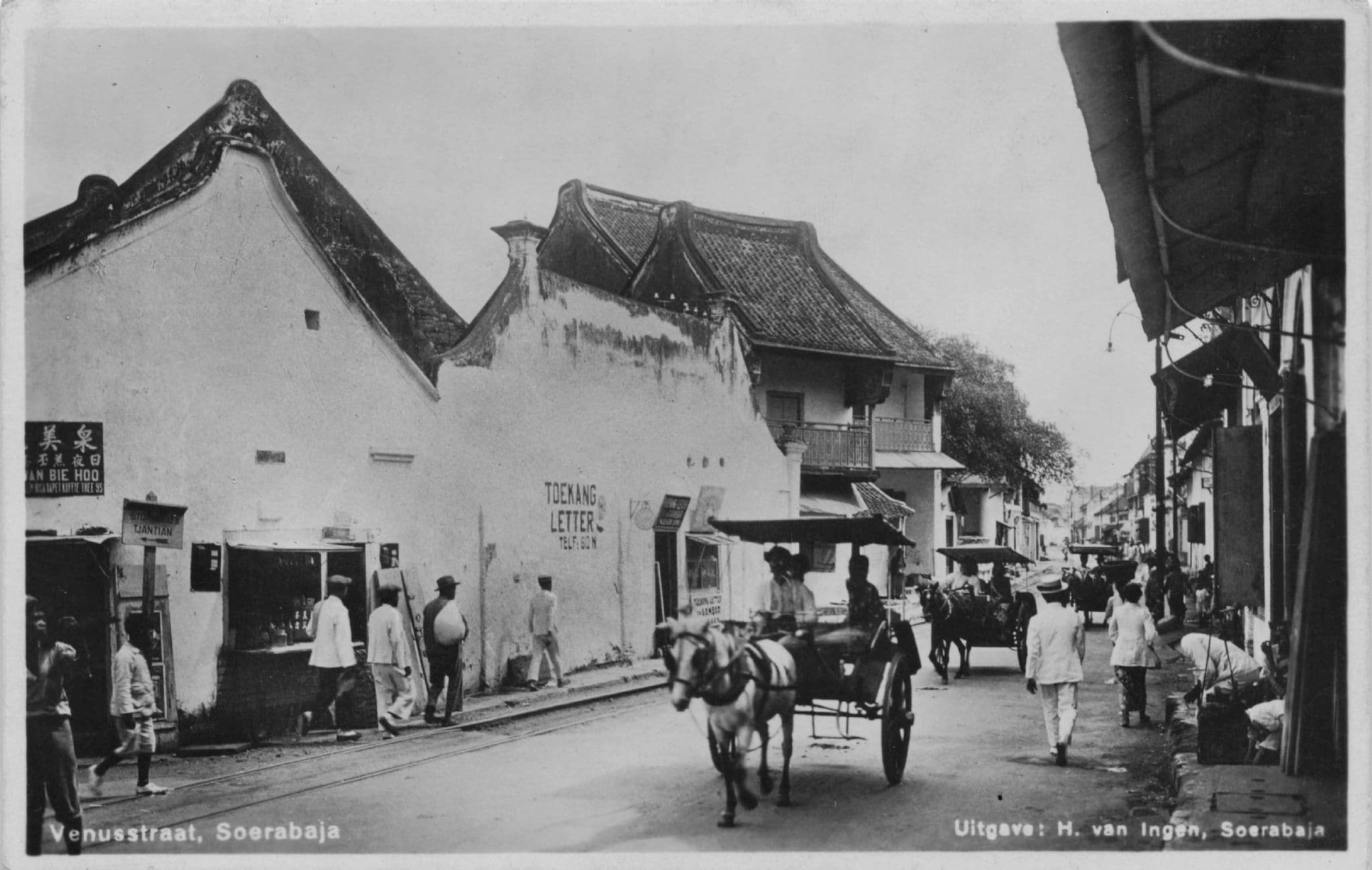 Street Vendors Transport at Venusstraat Indonesia Old Postcard