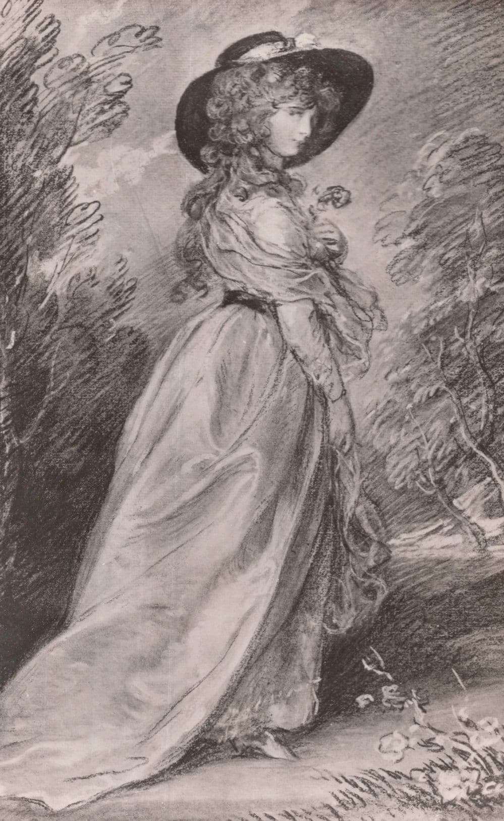 Study of a Lady Walking in the Mall Thomas Gainsborough Painting Postcard