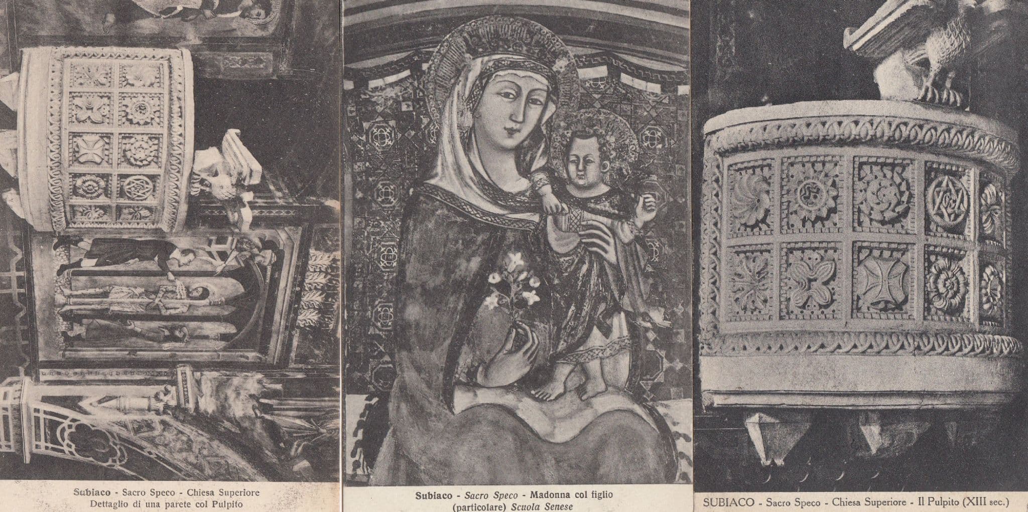 Subiaco Sacro Speco Chiesa Superiore 3x Italian Religious Old Postcard s