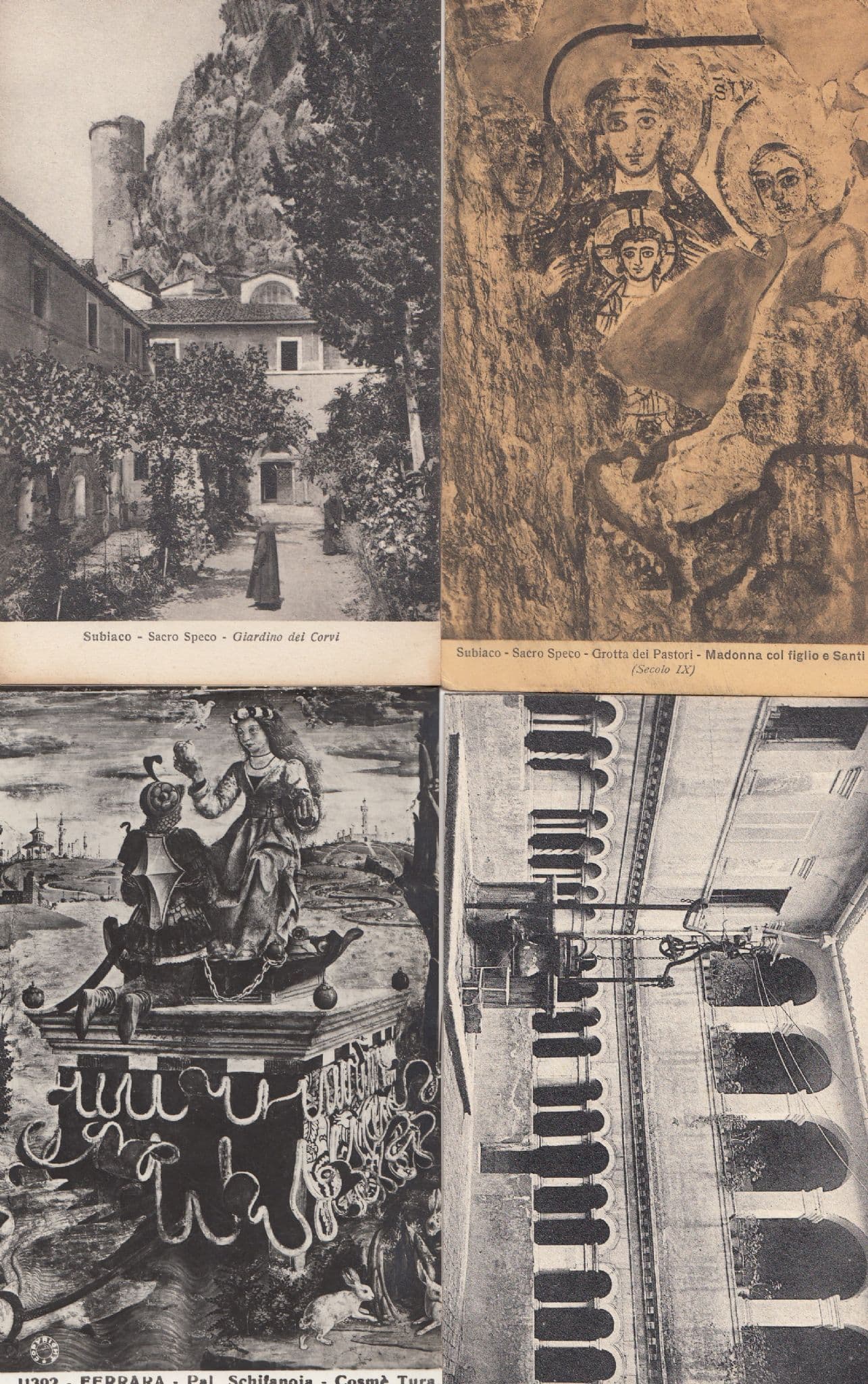 Subiaco Sacro Speco Gardens 4x Italian Religious Old Postcard s