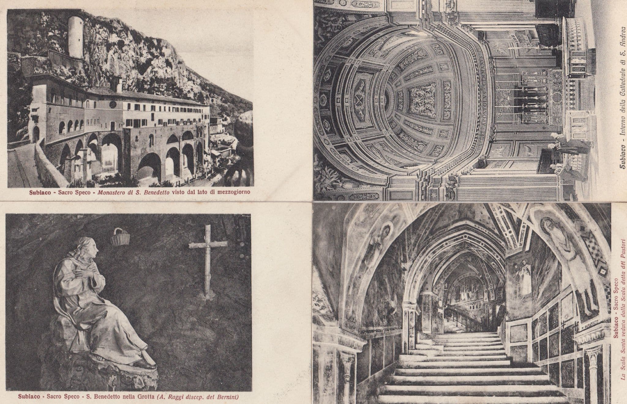 Subiaco Sacro Speco Monastry etc 4x Italian Religious Old Postcard s