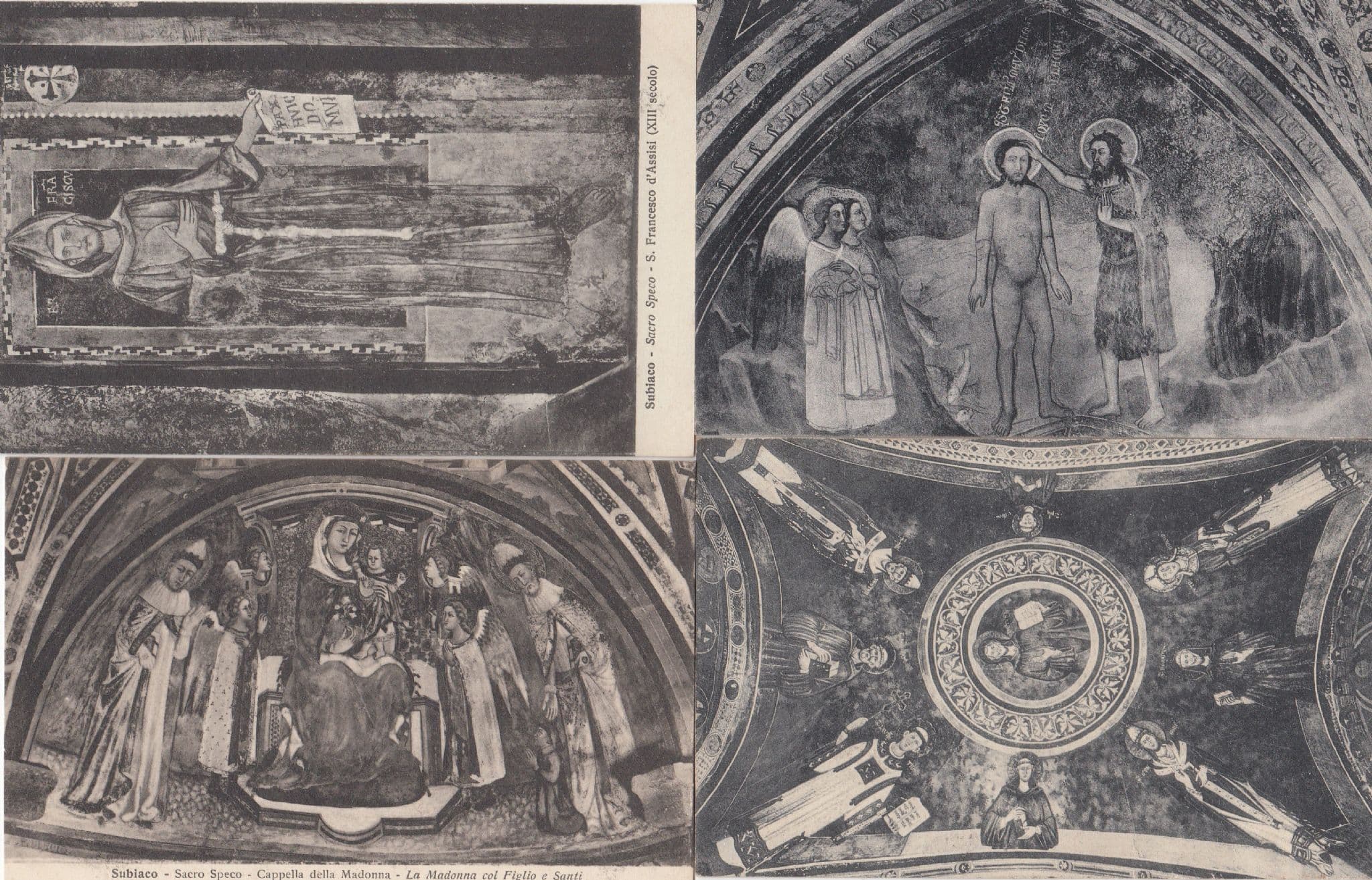 Subiaco Sacro Speco Mural 4x Italian Religious Old Postcard s