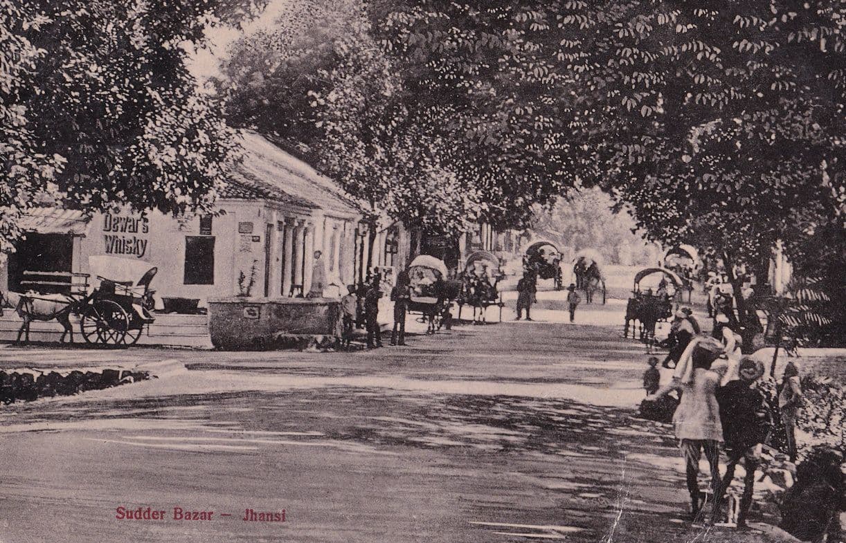 Sudder Bazar Jhansi Whisky House Antique Indian Postcard