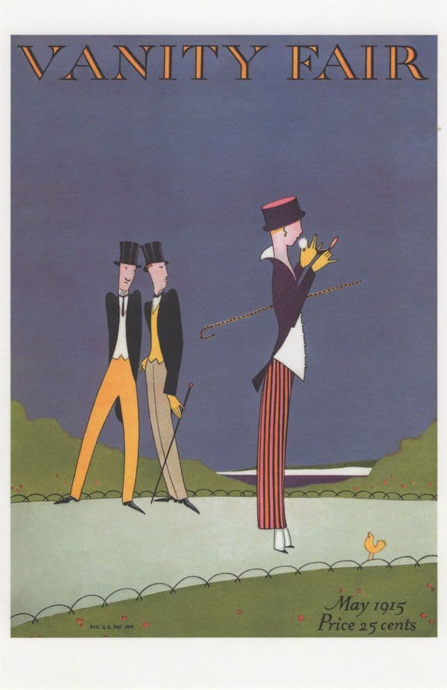 Suffragette Lady Top Hat & Tails LGBT Womens Rights WW1 Painting Postcard