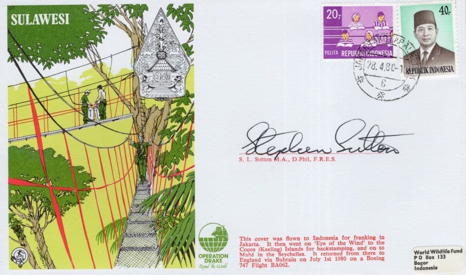 Sulawesi SL Sutton Indonesia Flown Hand Signed FDC