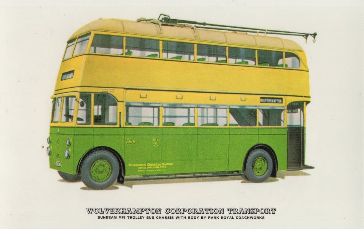 Sumbeam MF2 Trolley Bus Wolverhampton Corporation Tram Postcard