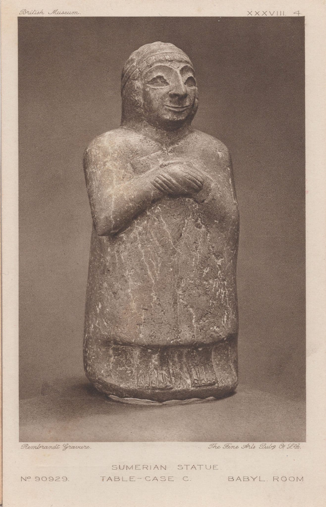 Sumerian Statue Table Case Babyl Room Museum Antique Postcard