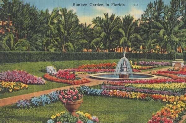 Sunken Gardens Florida + Pray For Peace 1962 Postmark Postcard