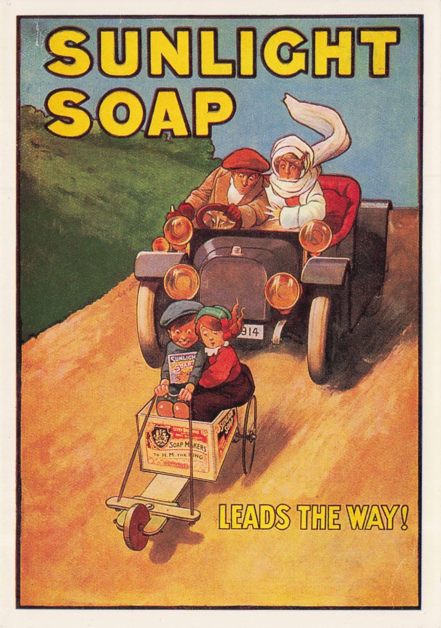 Sunlight Soap Old Car Transport Poster Advertising Postcard